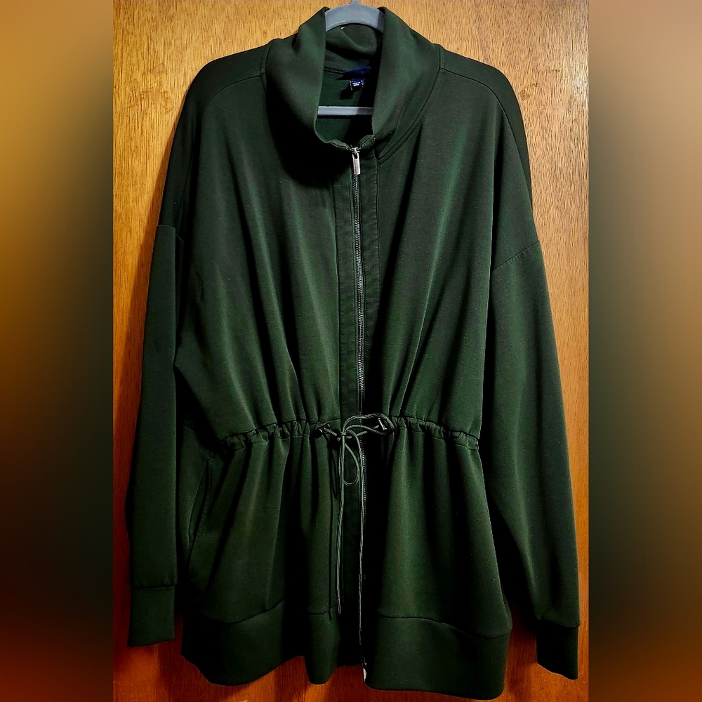 Womens Scubaknit Drawstring Jacket In Dk Green, 55% Poly, 40% Rayon, 5% Spandex